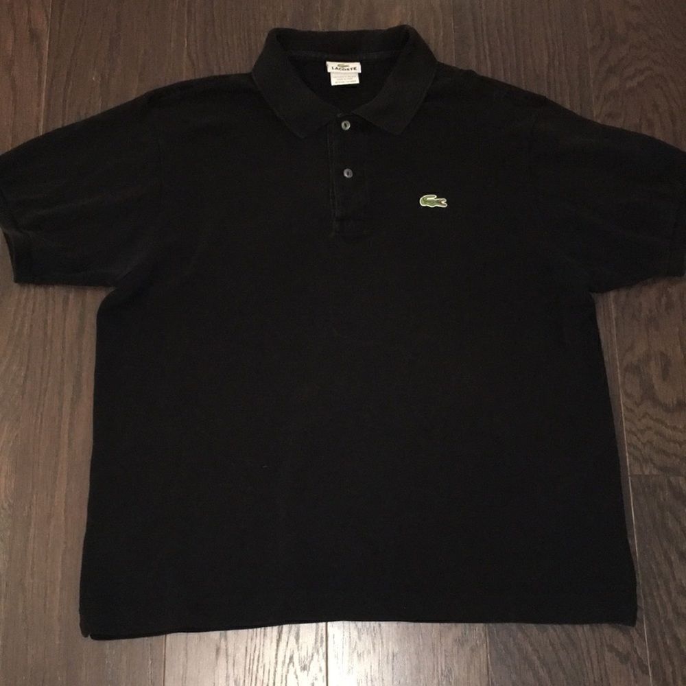 Alligator Black Lacoste cotton Standard fit Tennis Golf polo shirt-6 (size L)
